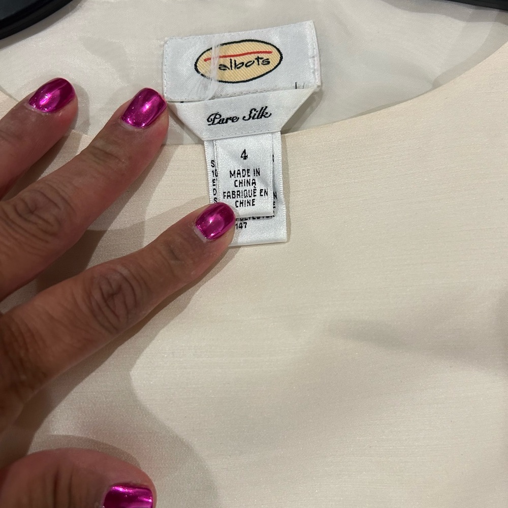 Talbots Cream and Black Floral Blouse - Picture 3 of 4